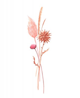 Poster Rustikale Gräser und Blumen
