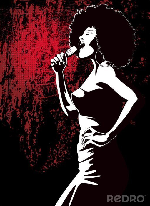 Poster Sängerin auf Grunge-Grafik