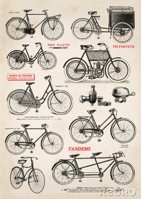 Poster Sammlung alter Fahrräder