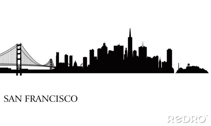 Poster San Francisco Skyline Silhouette Hintergrund