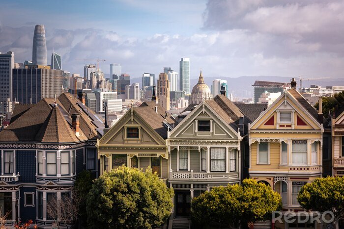 Poster San Francisco Skyline und Gebäude der Stadt