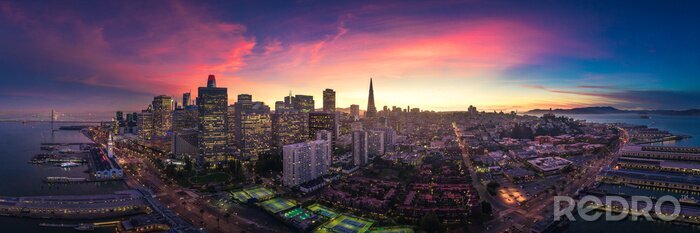 Poster San Francisco Skyline und Sonnenuntergang