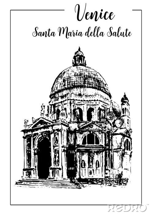 Poster Santa Maria della Salute.Venice. Vektor skizze