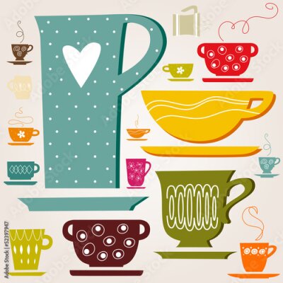 Poster Satz von Farbe Tasse. Tapete.