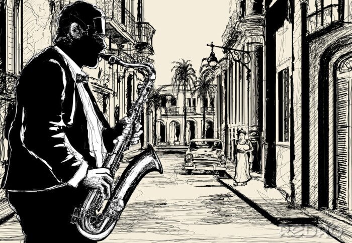 Poster Saxophonmusik in Kuba
