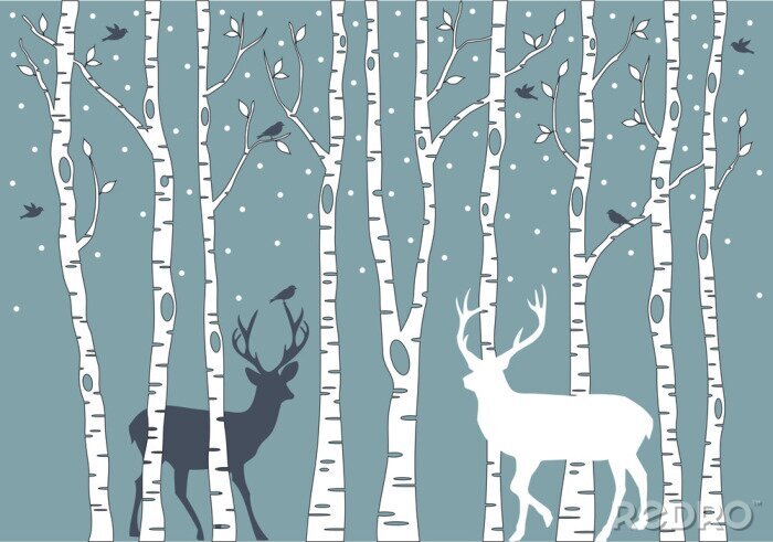 Poster Scandi-Stil für ein Kind mit Bäumen