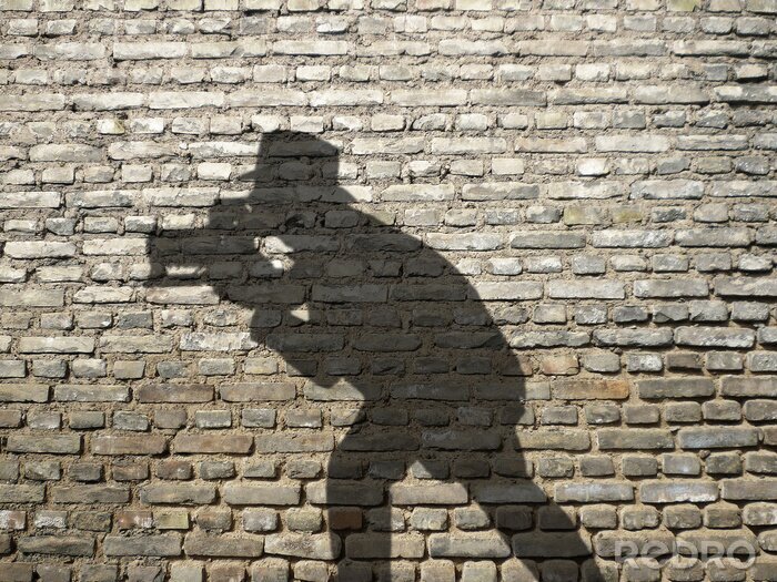 Poster Schatten vom Fotografen auf Mauer