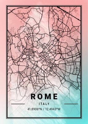 Poster Schattierte Karte von Rom