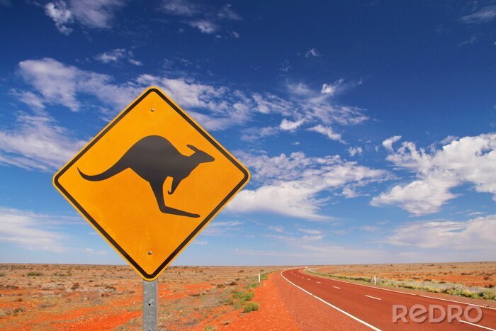 Poster Schild mit Känguru in Australien