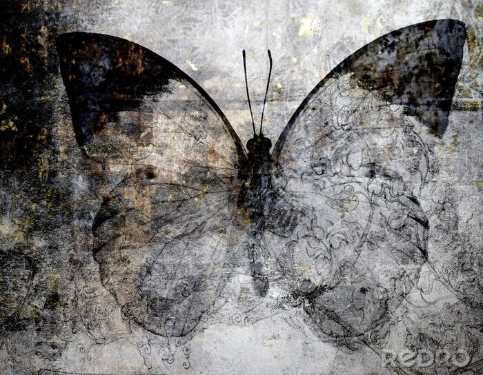 Poster Schmetterling auf Retro-Illustration