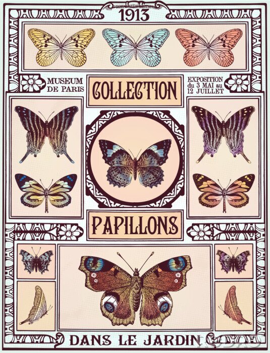Poster Schmetterling Vintage Kollektion