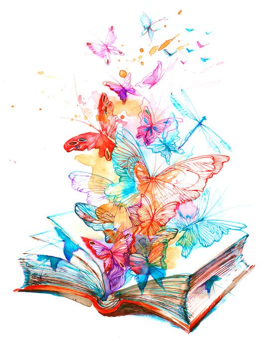 Poster Schmetterlinge, die aus einem offenen Buch fliegen