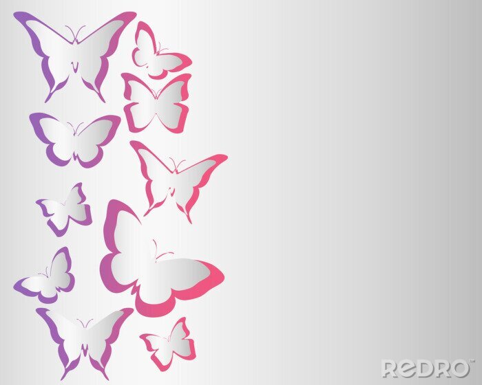 Poster Schmetterlinge in rosa und lila