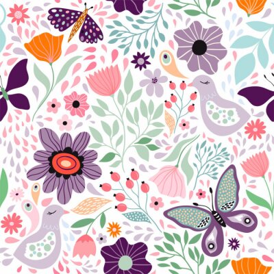 Schmetterlinge, Vögel und mädchenhafte Blumen
