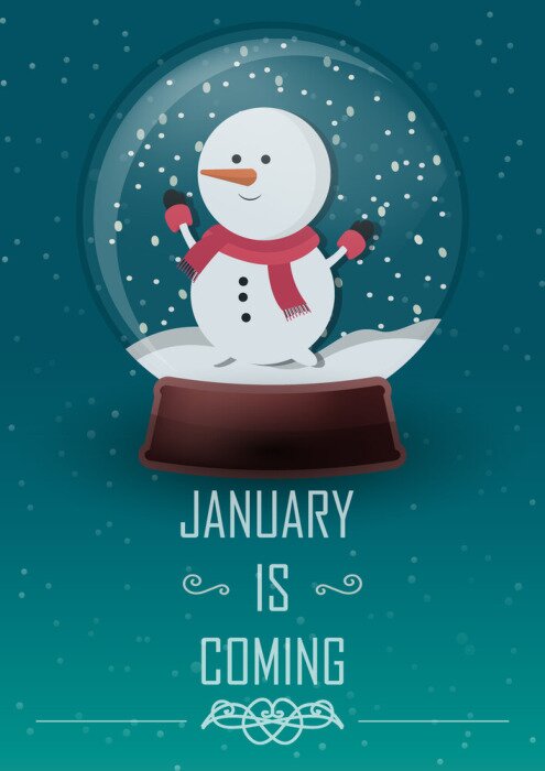 Poster Schneemann in einer Schneekugel