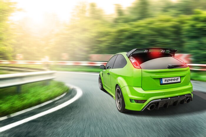 Poster Schnelles Auto auf der Straße