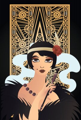 Poster Schöne Frau mit Zigarre