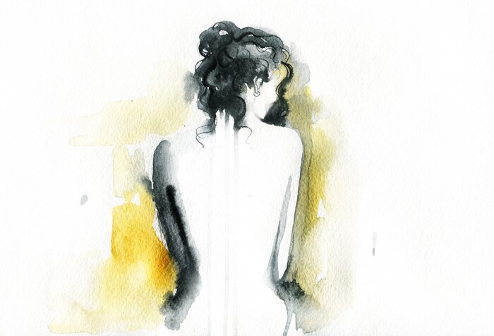 Poster Schönes Gesicht. Frau Porträt. Abstrakte Aquarell .fashion Hintergrund