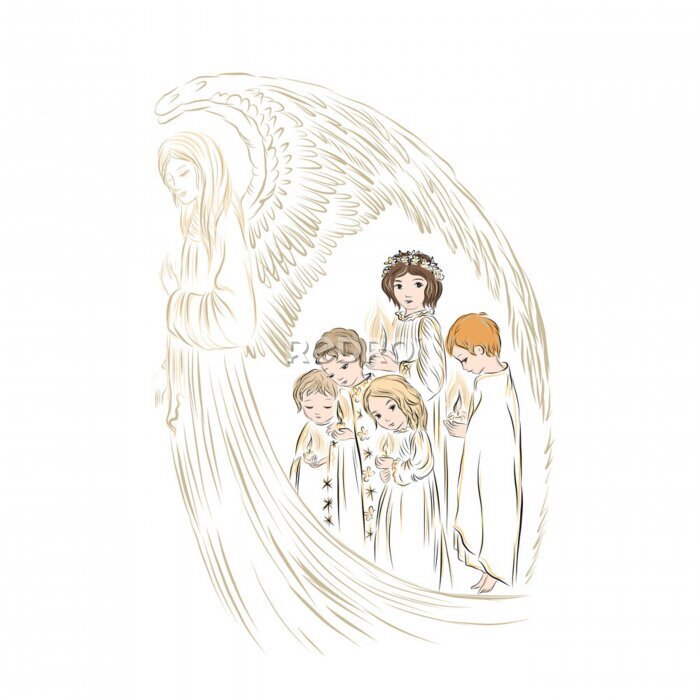 Poster Schutzengel für Kinder beim Gebet