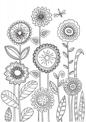Poster Schwarz-weiß Blumen für Kinder