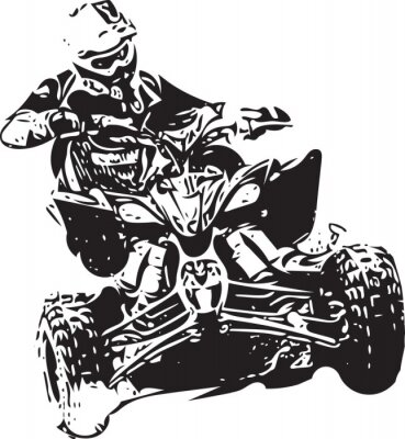 Poster Schwarz-Weiß-Illustration eines Fahrzeugfahrers