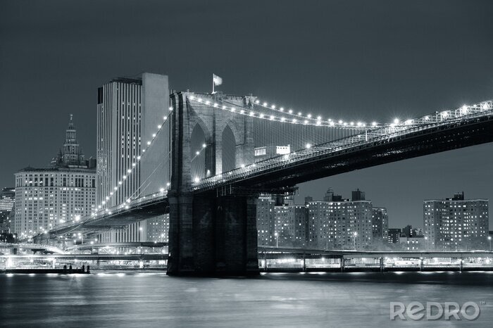 Poster Schwarz-weiße Brücke in NY