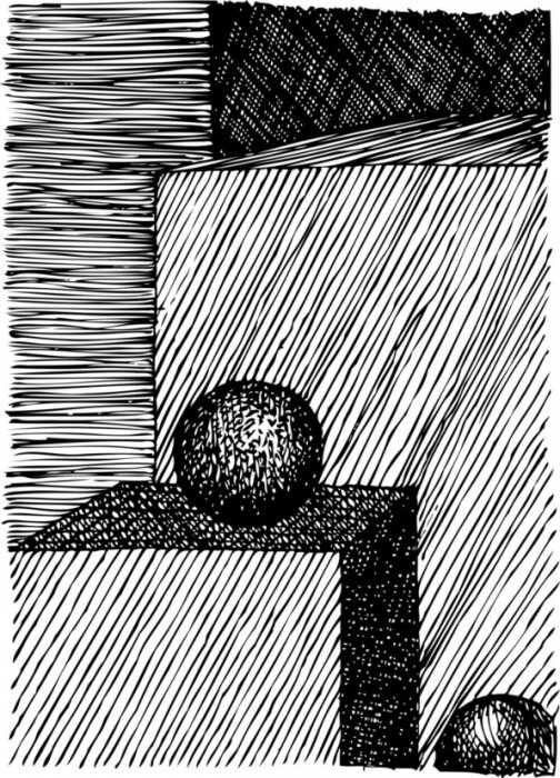 Poster Schwarz-weiße dreidimensionale Körper und Kugeln