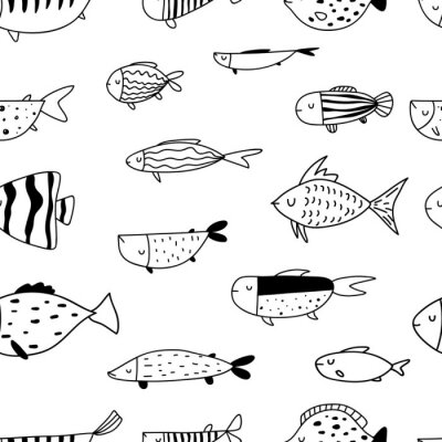 Poster Schwarz-weiße Fische für Kinder