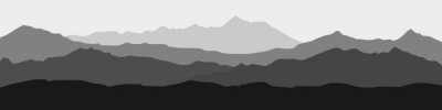 Schwarz-weiße Landschaft Umriss einer Bergkette