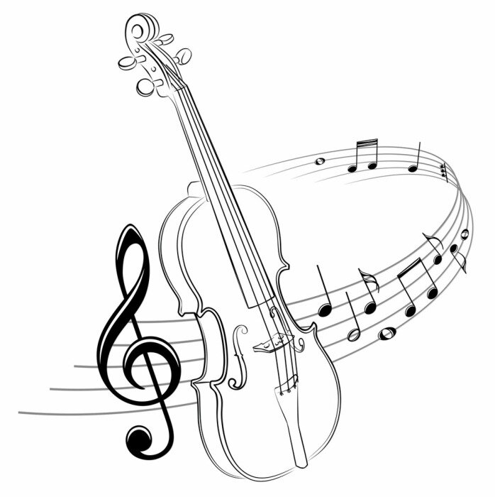 Poster Schwarz-weiße Noten und Violine