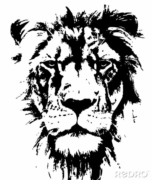 Poster Schwarz-weißer Löwenkopf Maß nach