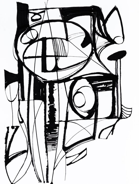 Poster Schwarz-weißes abstraktes Motiv, bestehend aus Buchstaben