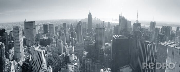 Poster Schwarz-weißes Panorama mit der Stadt