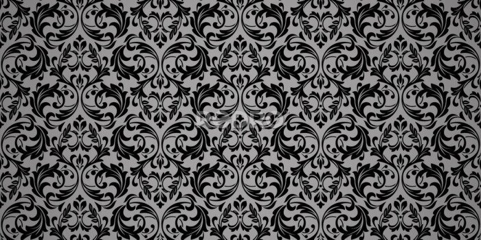 Poster Schwarze Ornamente auf grauem Hintergrund