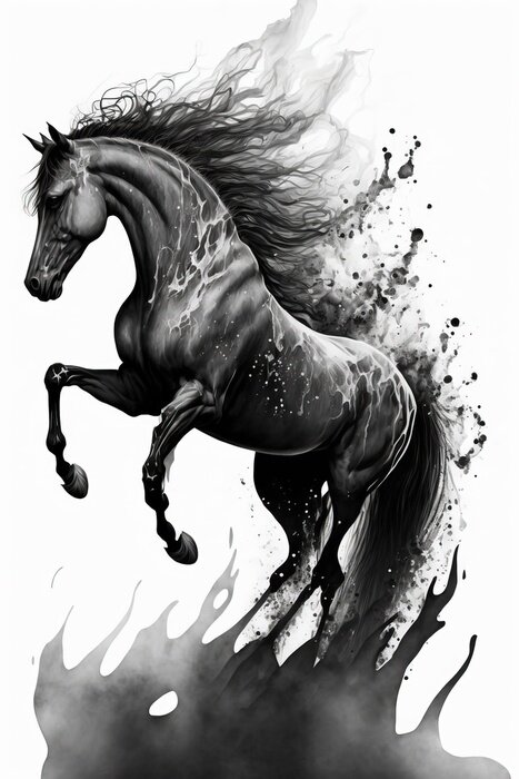 Poster Schwarze Pferdesilhouette