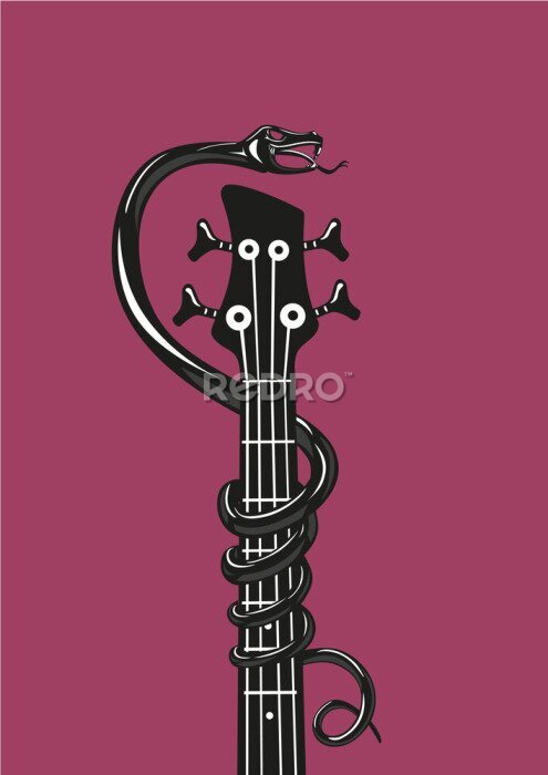 Poster Schwarze Schlange auf der Gitarre