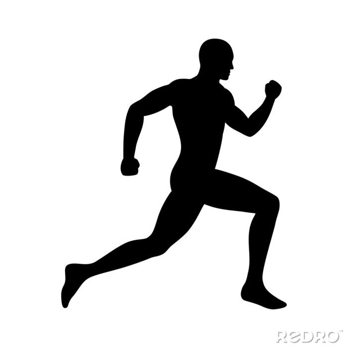 Poster Schwarze Silhouette eines Läufers