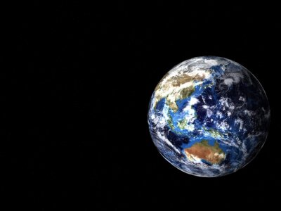 Schwarzer Raum und beleuchteter Planet Erde