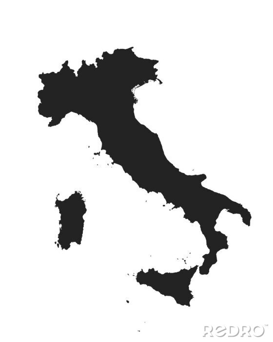 Poster Schwarzer Umriss von Italien