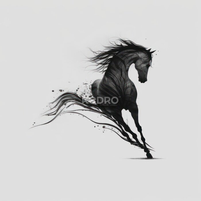 Poster Schwarzes galoppierendes Pferd