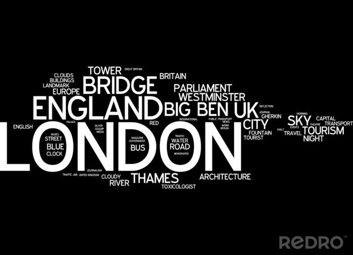 Poster Schwarzweiße Inschriften mit London