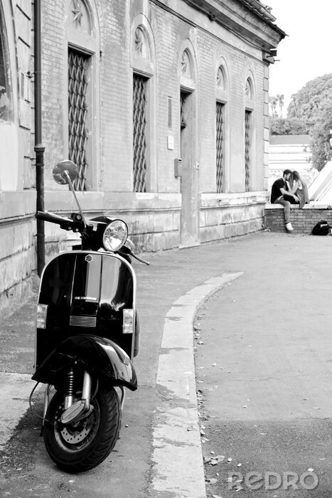 Poster Schwarzweiße italienische Fahrspur