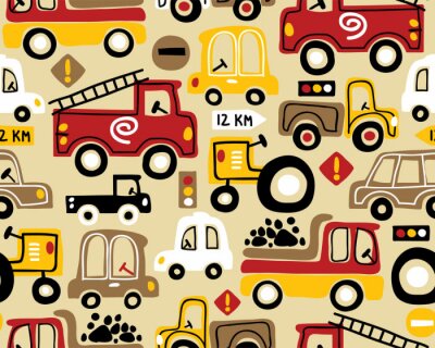 Seamless pattern vector with vehicles cartoon