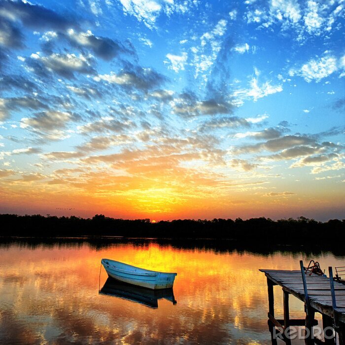 Poster Seelandschaft bei Sonnenuntergang