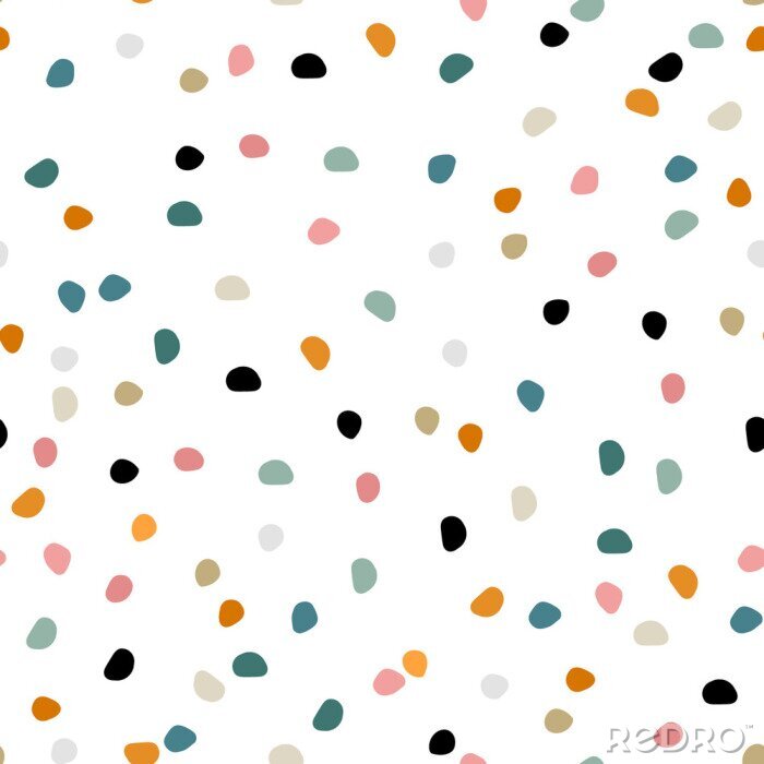 Poster Semless hand drawn pattern with colorful dots. Abstract childish texture for fabric, textile, apparel. Vector illustration