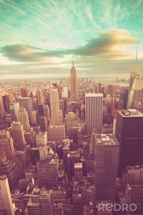 Poster Sepia-Wolkenkratzer in Manhattan