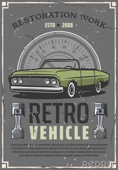 Poster Service-Center für Retro-Autos