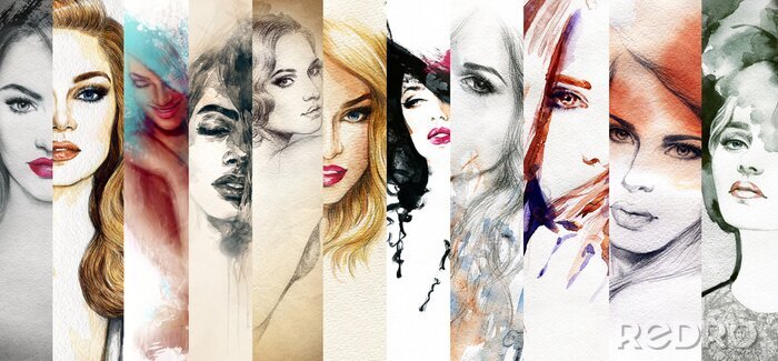 Poster Set von Frauenporträts