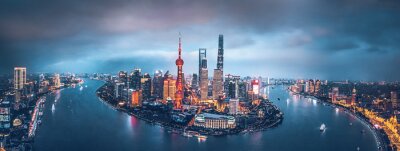 Poster Shanghai Panorama aus Vogelperspektive