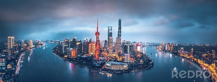 Poster Shanghai Panorama aus Vogelperspektive